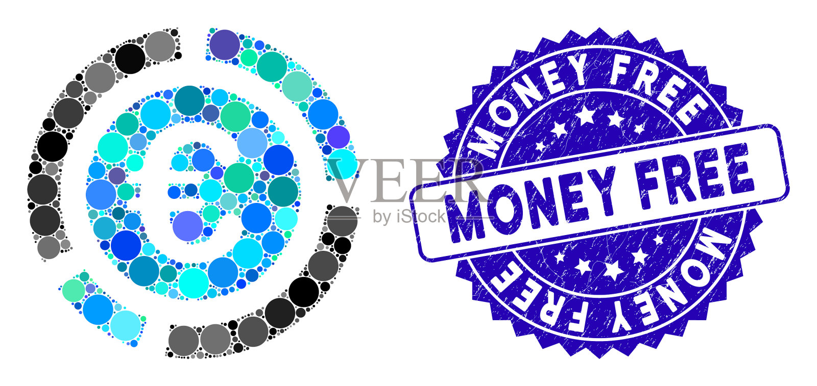 马赛克欧元金融图表图标与纹理插画图片素材