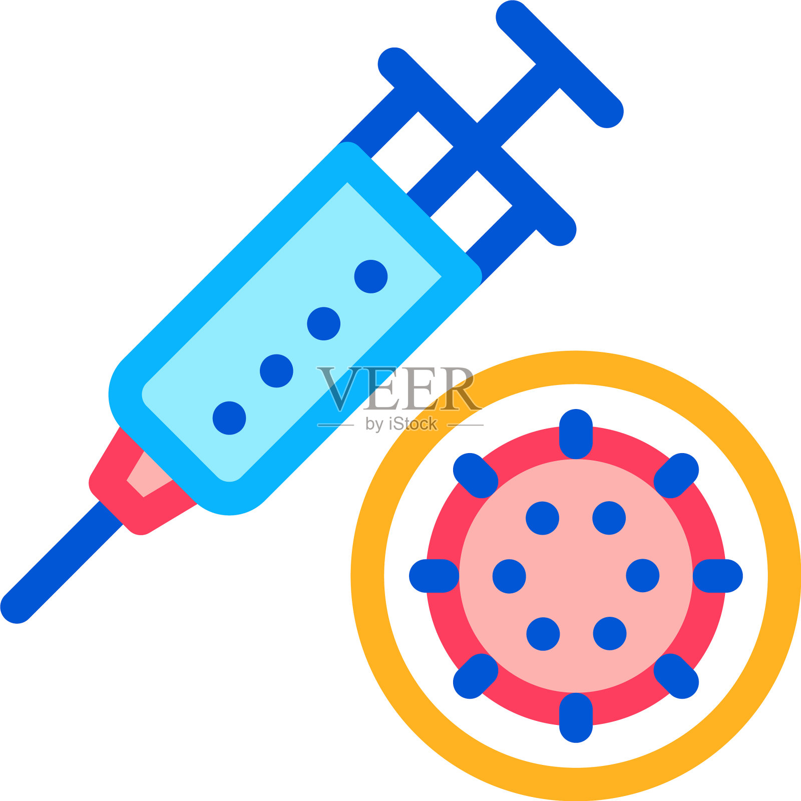 注射器和病毒图标轮廓设计元素图片