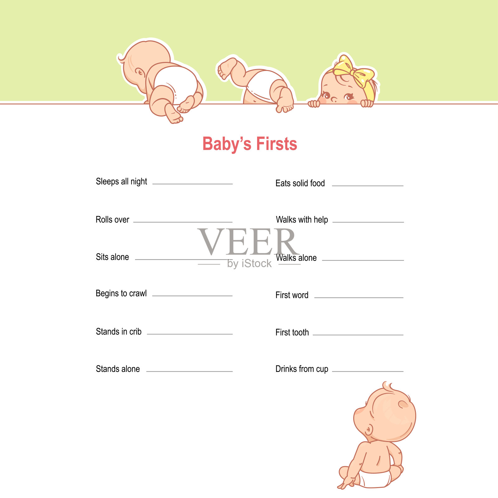 婴儿生长发育表。插画图片素材