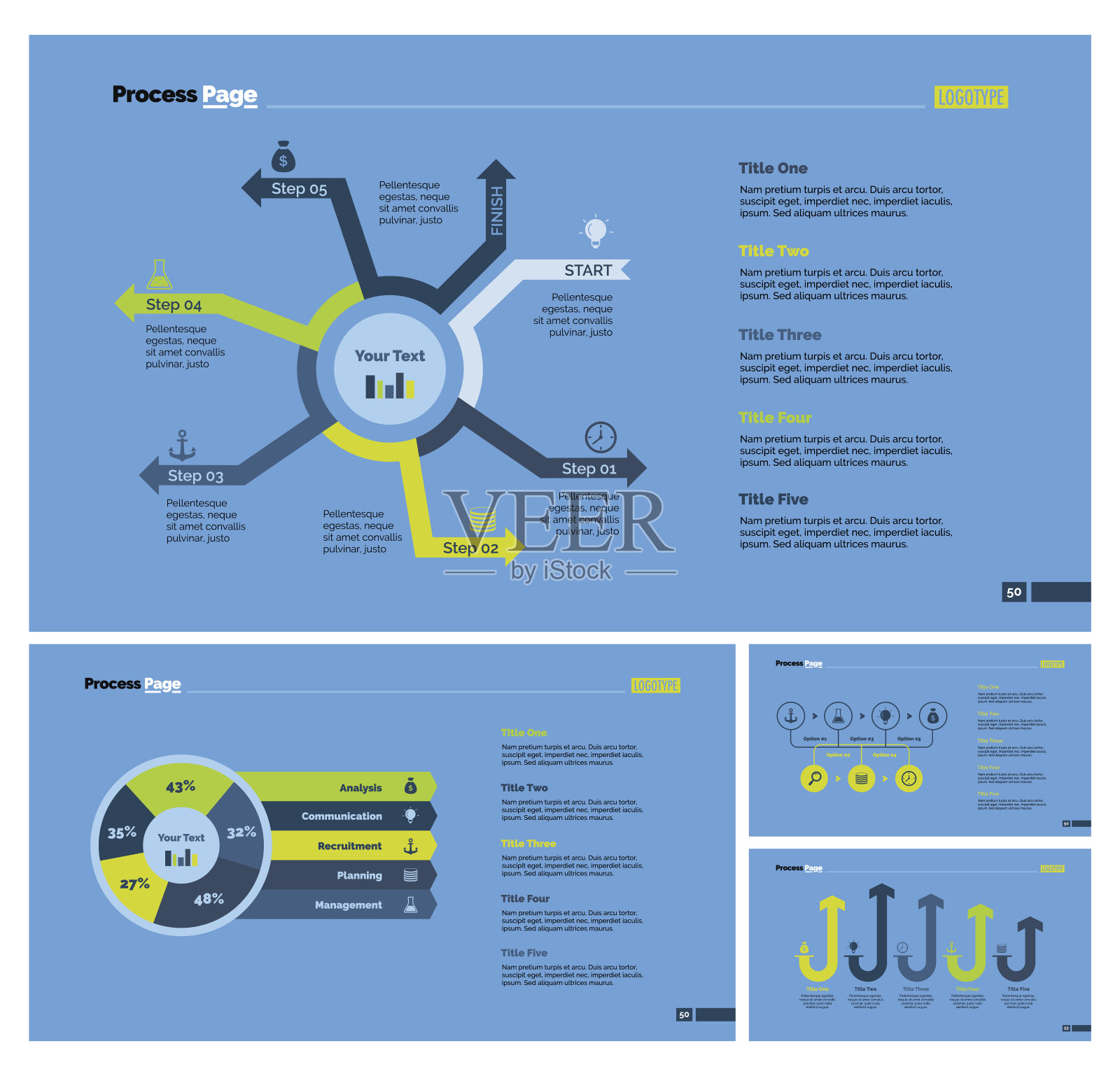 四分析幻灯片模板集插画图片素材