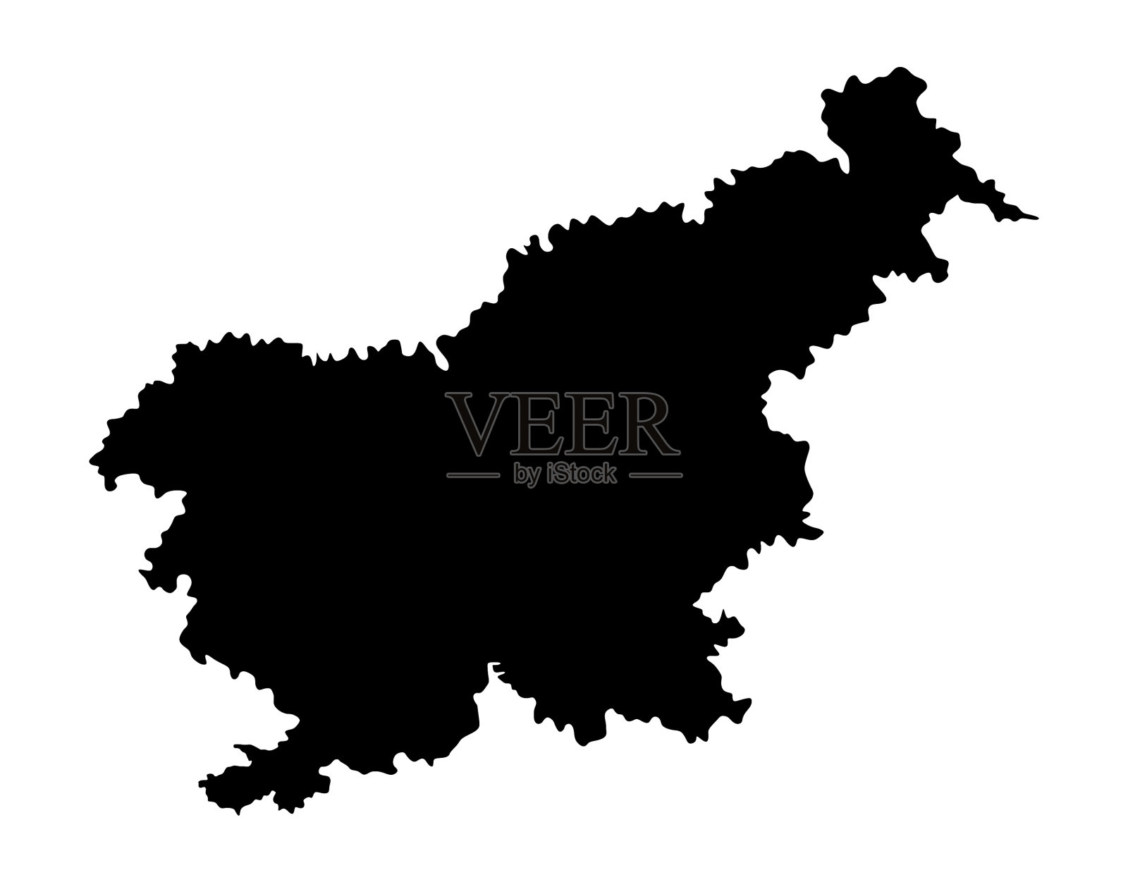 斯洛文尼亚地图轮廓孤立在白色插画图片素材