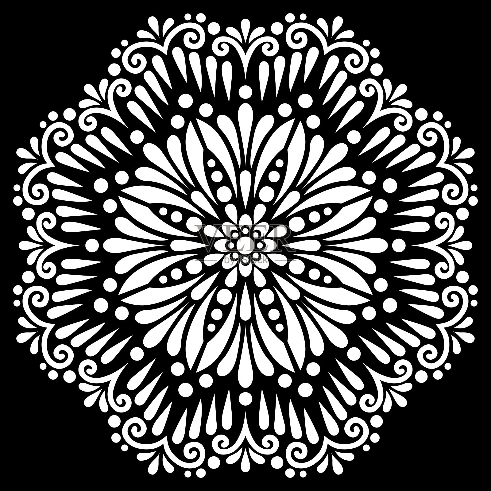 图案曼陀罗白色模具涂鸦素描插画图片素材