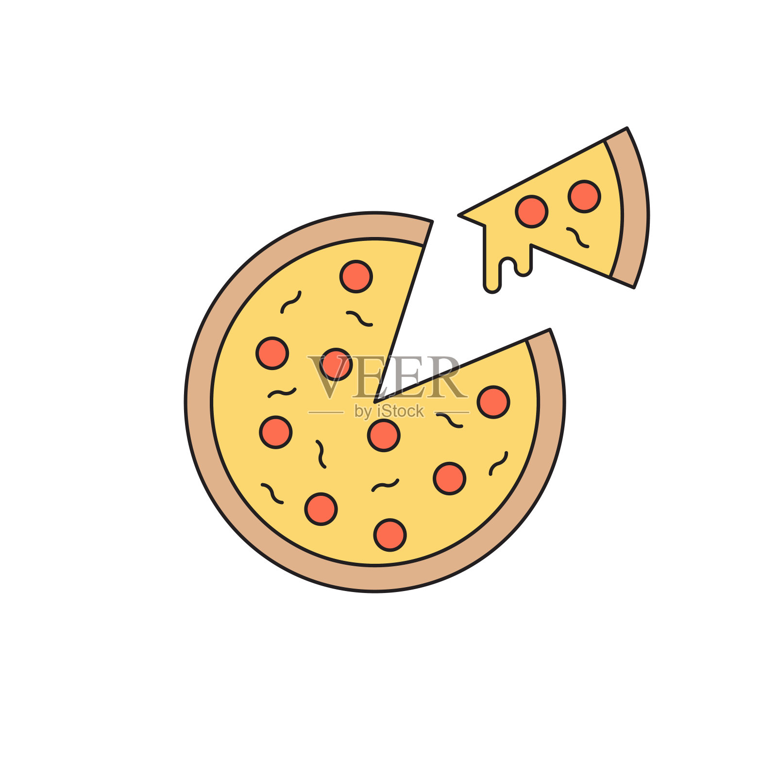 披萨矢量图标符号食物孤立在白色的背景插画图片素材