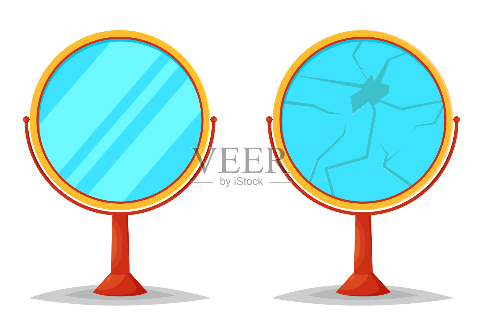 两面镜子，一面裂了设计元素图片