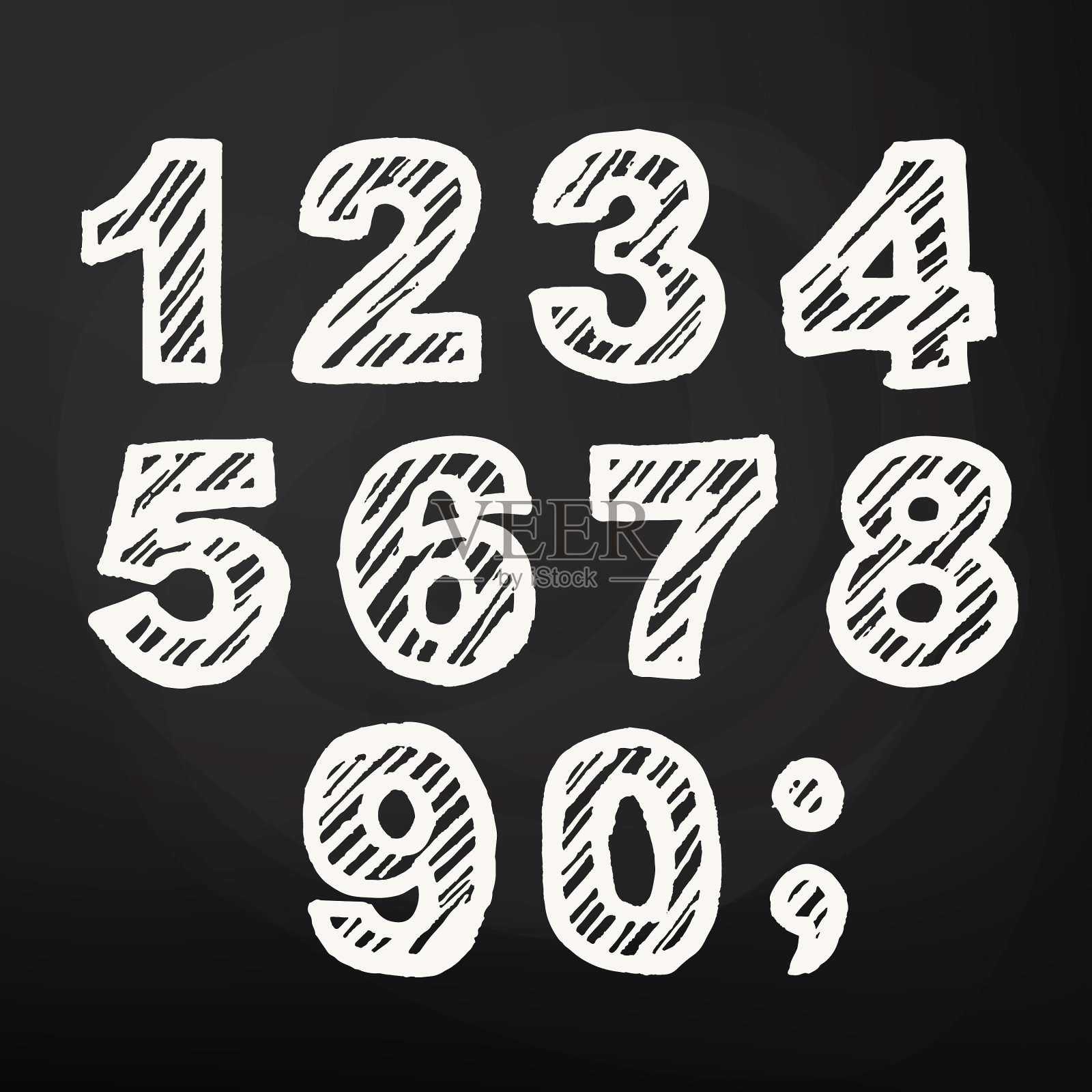 粉笔数字在黑板上手绘插画图片素材