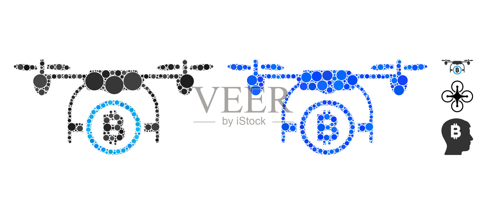 比特币无人机组成图标圈图标素材