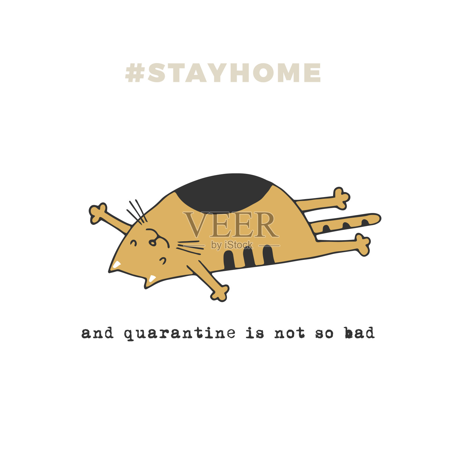 矢量彩色素描插图。新型冠状病毒肺炎在冠状病毒大流行期间呆在家里隔离。插画图片素材