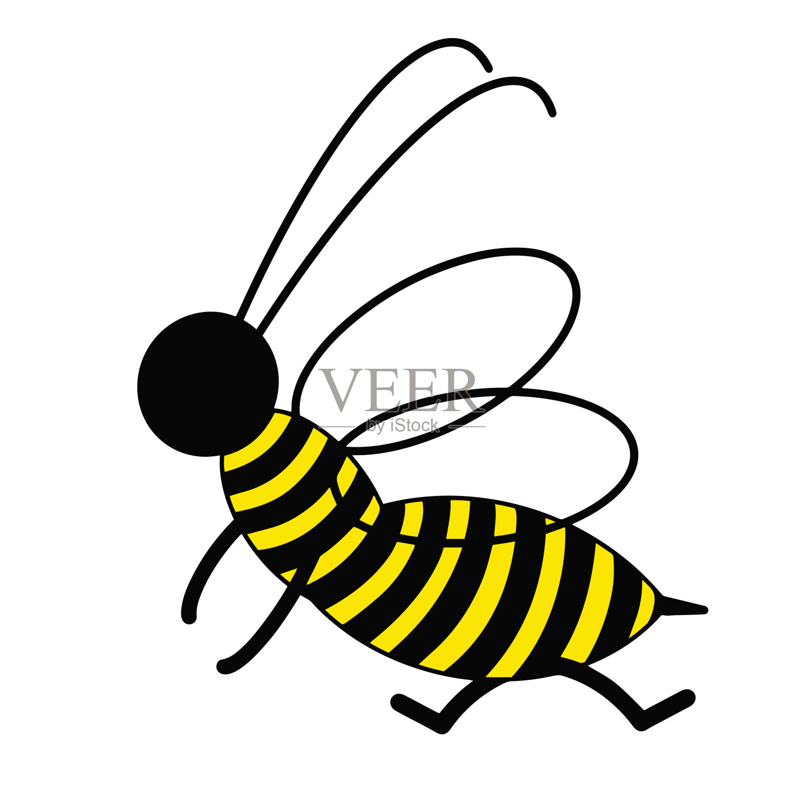 快乐的蜜蜂向前跑去。插画图片素材