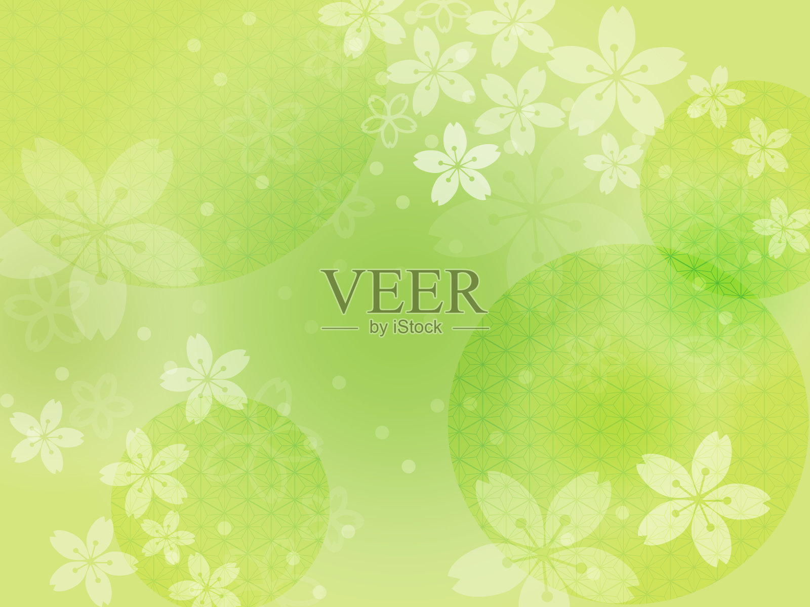 绿色樱花背景插画图片素材