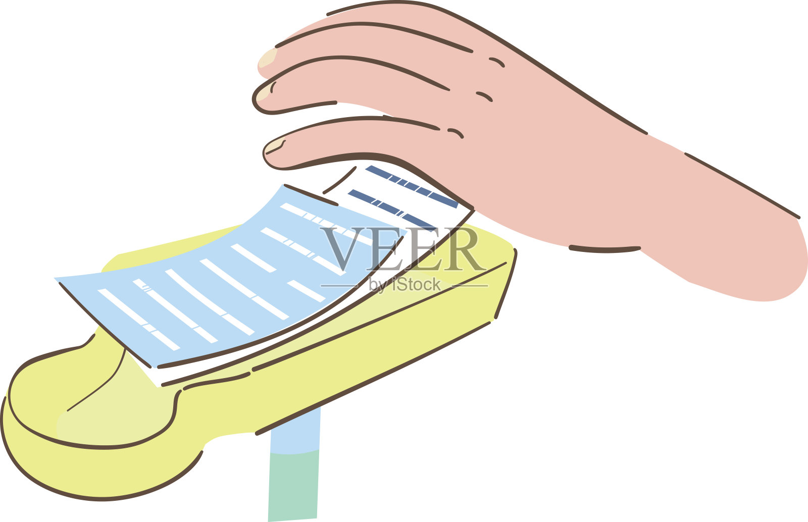 硬币站在收银机旁边的插图插画图片素材