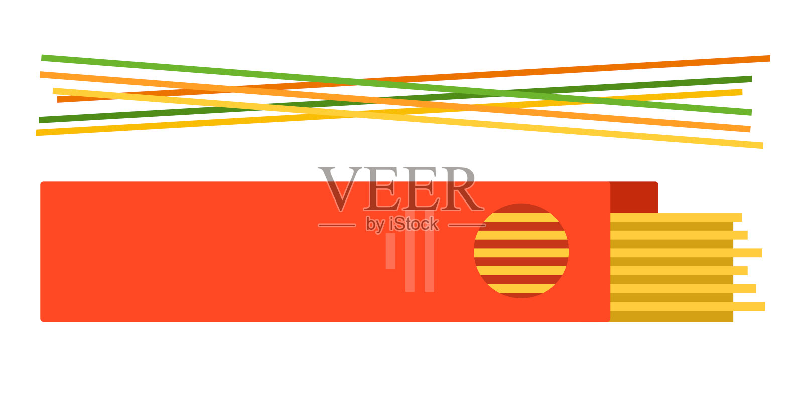 彩色的意大利面与意大利面在一个矢量平面隔离的盒中插画图片素材