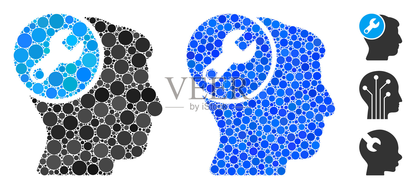 修理头扳手组成圆点图标插画图片素材