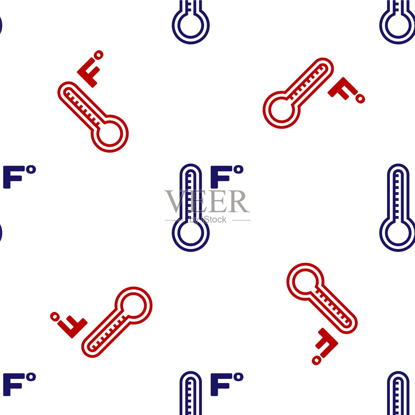 蓝色和红色气象温度计测量插画图片素材