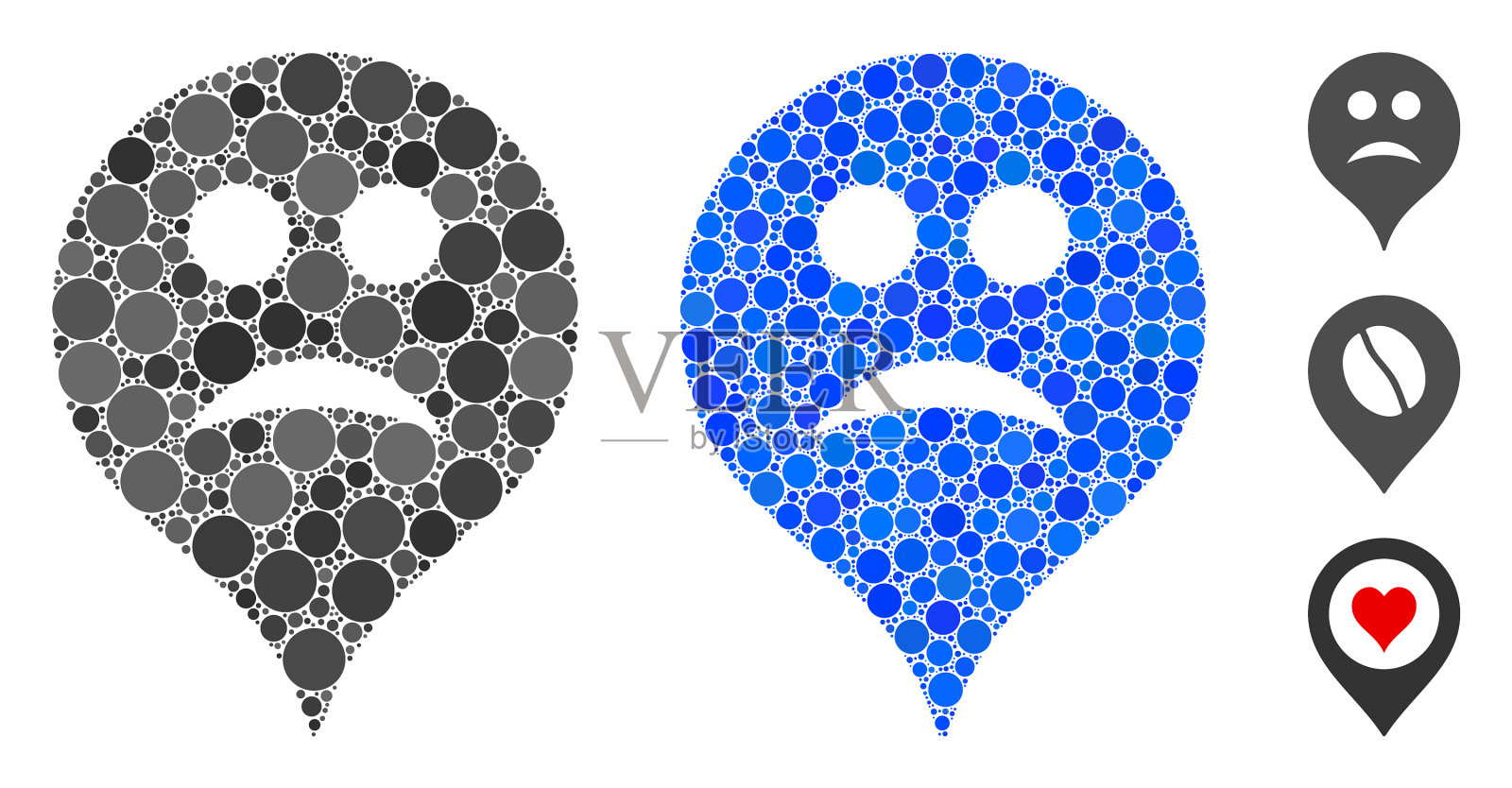 悲哀的地图标记组成图标球项目插画图片素材