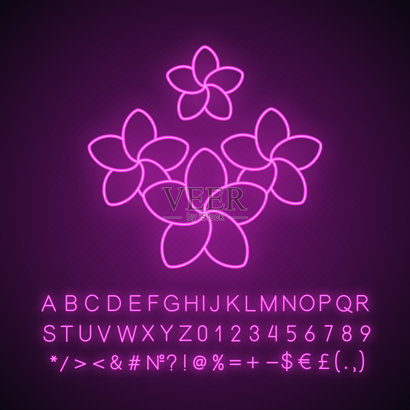 水疗沙龙鸡蛋花霓虹灯图标插画图片素材