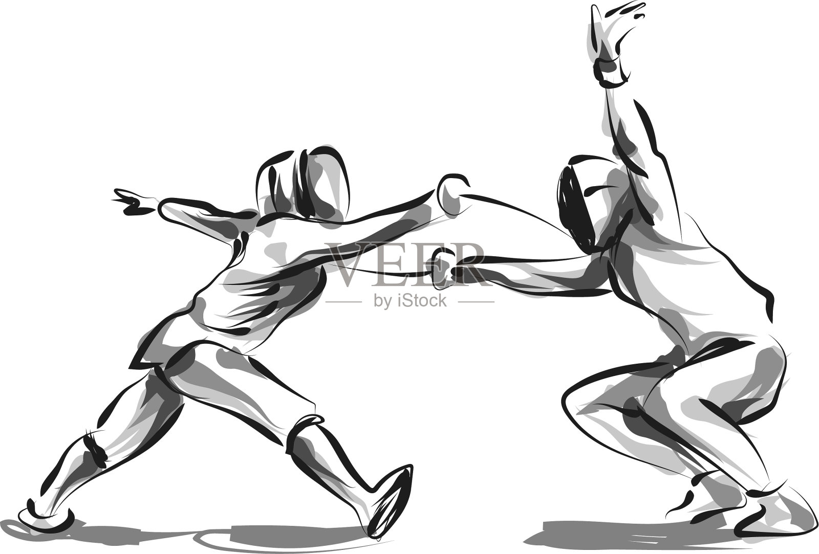 线素描击剑运动员设计元素图片