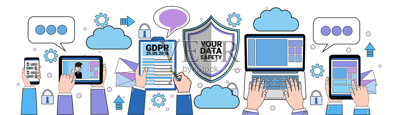 数据安全云护板挂锁完毕设计元素图片