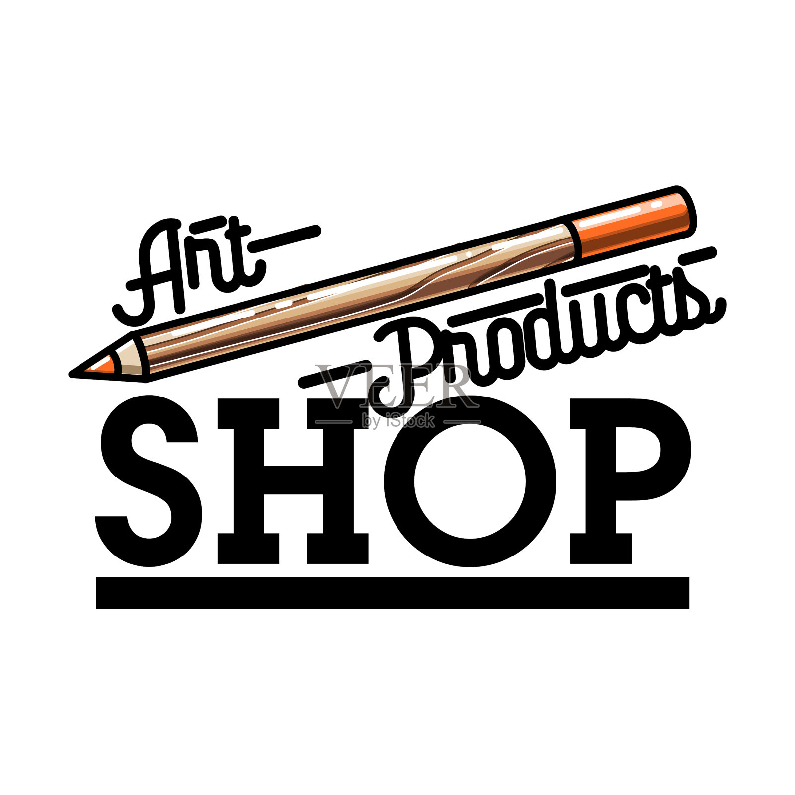 彩色复古艺术制品店徽设计元素图片