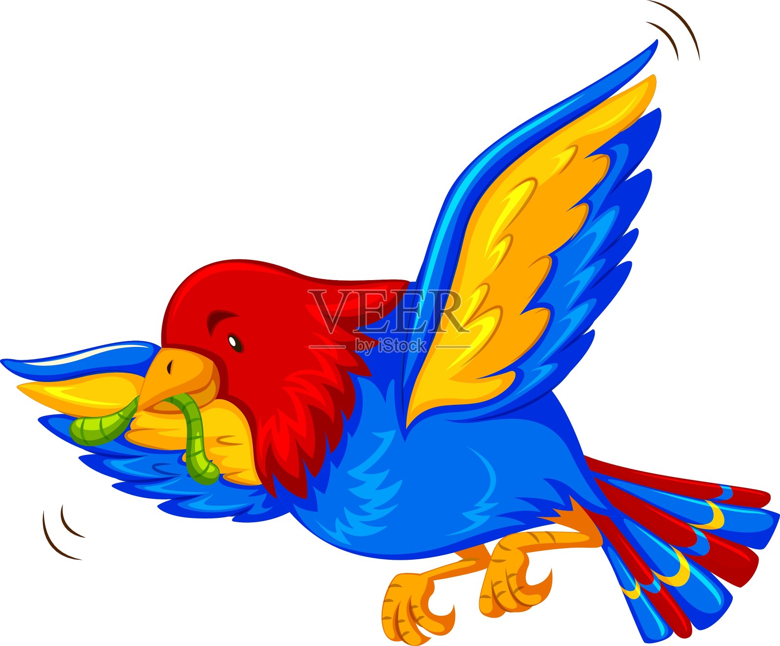 五颜六色的鸟嘴里叼着虫子飞设计元素图片