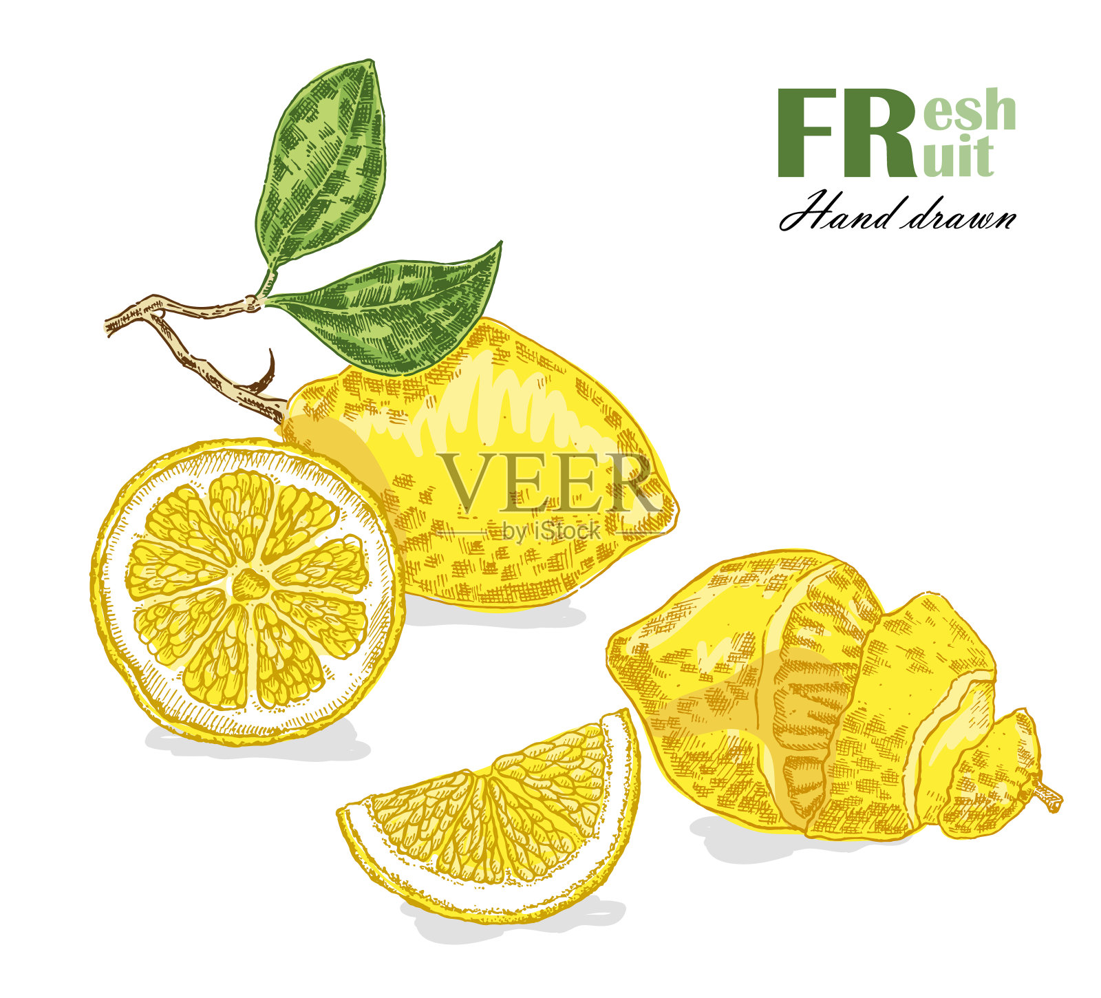 孤立在白色背景果上的柠檬设计元素图片