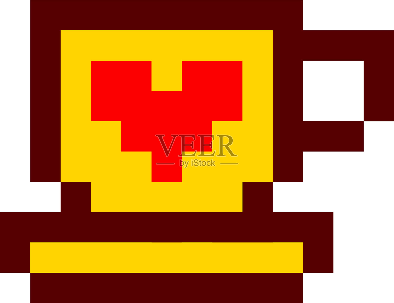 像素杯咖啡茶卡通复古游戏风格设计元素图片