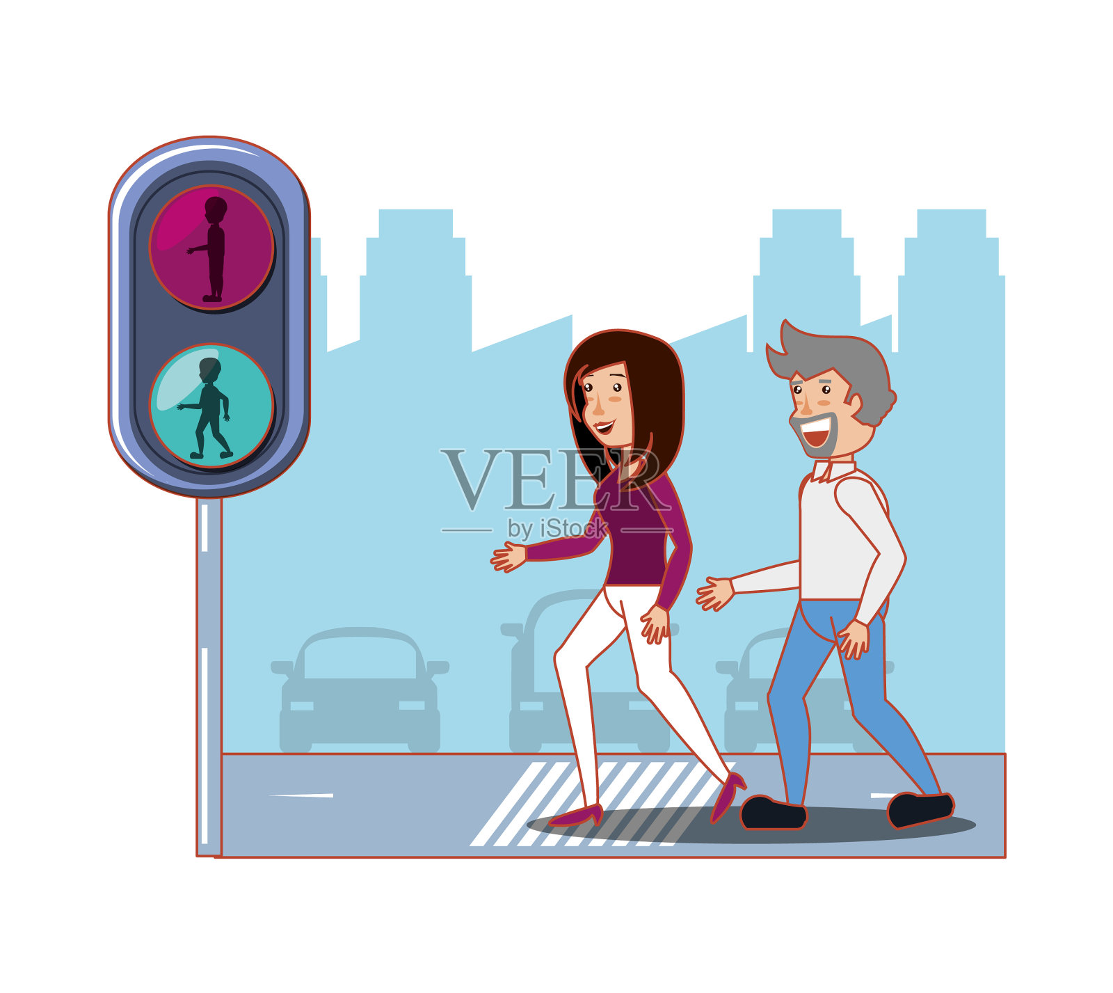 行人在路上的安全设计元素图片