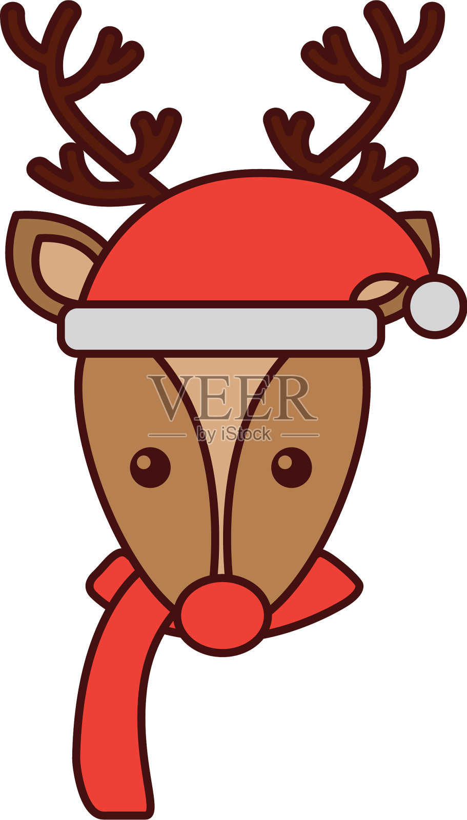 圣诞驯鹿用帽子和围巾装饰设计元素图片