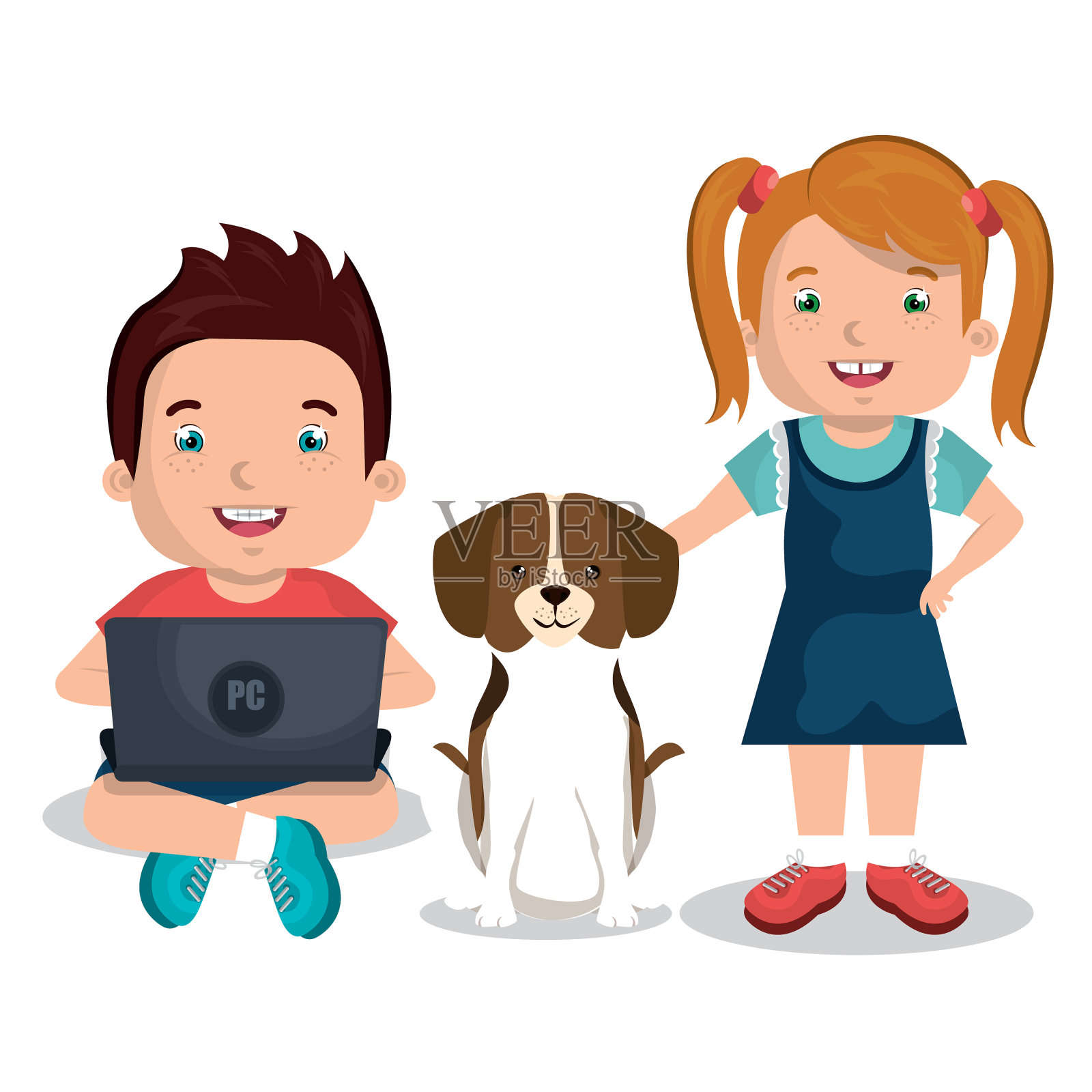 有宠物角色的孩子设计元素图片
