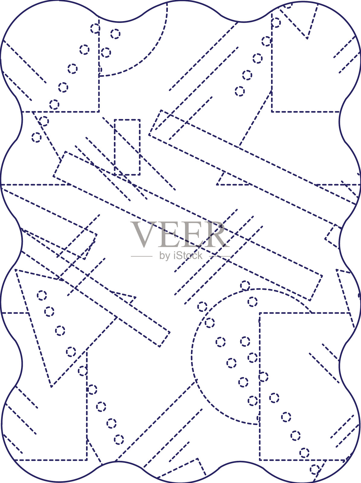 虚线形状矩形与几何抽象设计元素图片