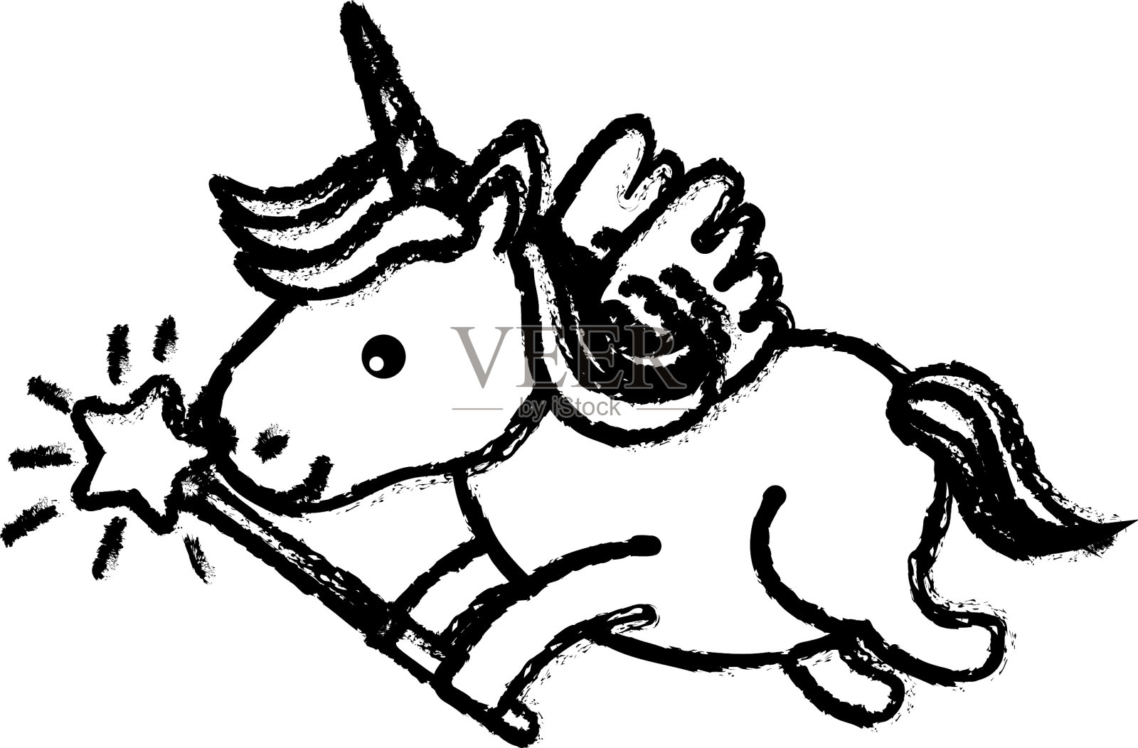 图美独角兽有翅膀和魔杖设计元素图片