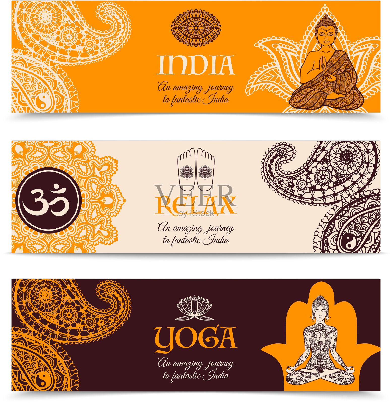 印度文化3横条幅设计模板素材