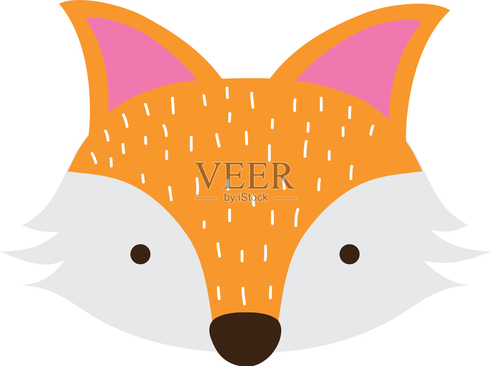 五颜六色可爱的狐狸头野生动物设计元素图片