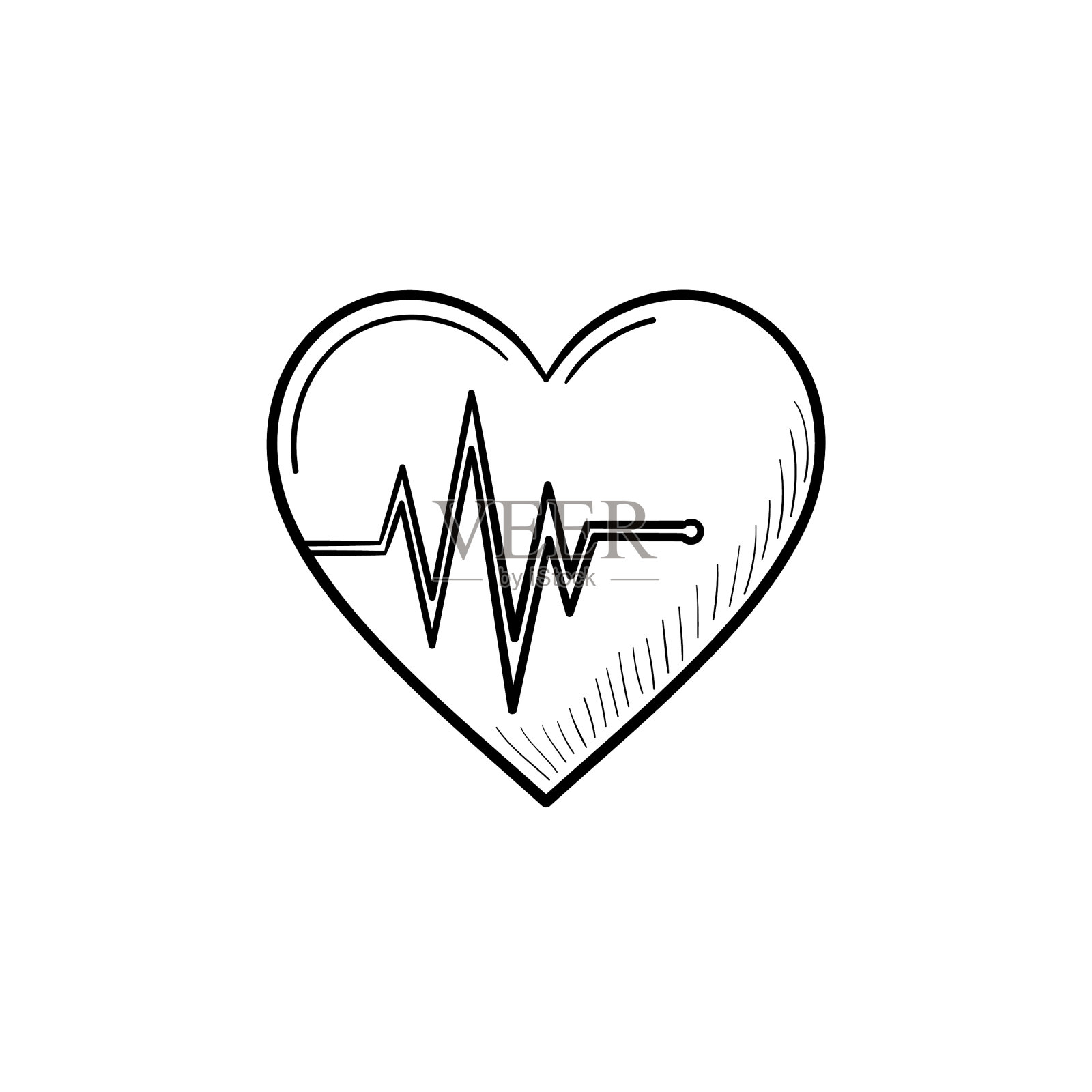 心跳速率手绘轮廓涂鸦图标图标素材