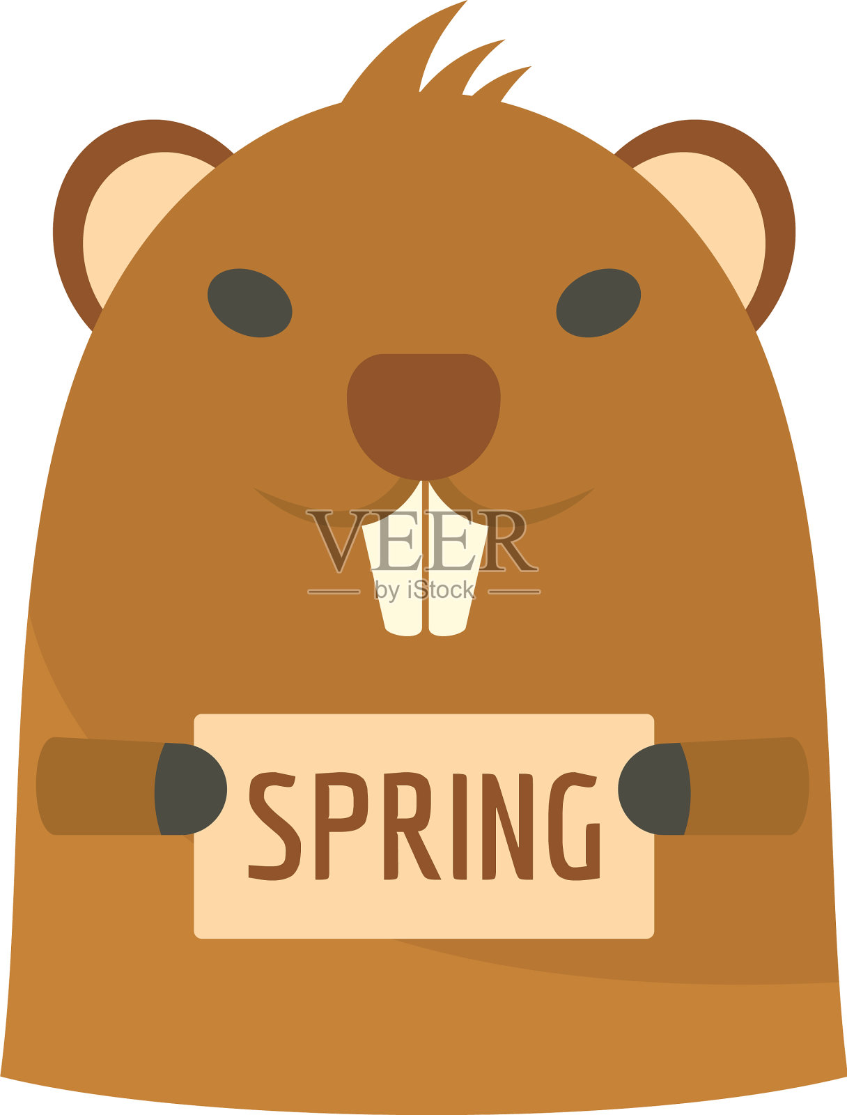 土拨鼠在春季图标扁平风格设计元素图片