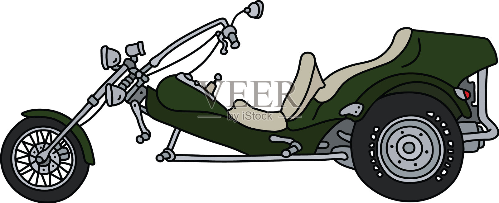 绿色的机动三轮车设计元素图片