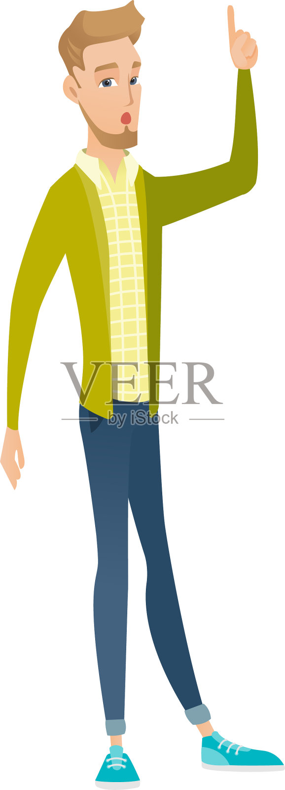 商人张着嘴，手指向上设计元素图片