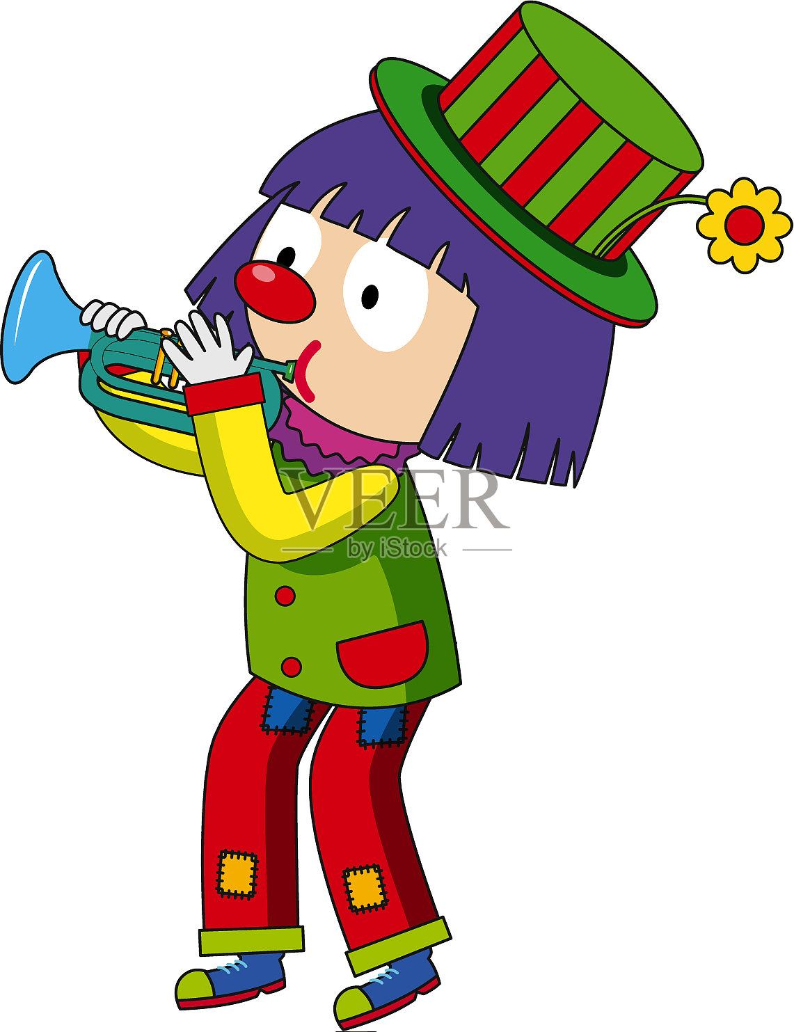 快乐小丑吹小号设计元素图片