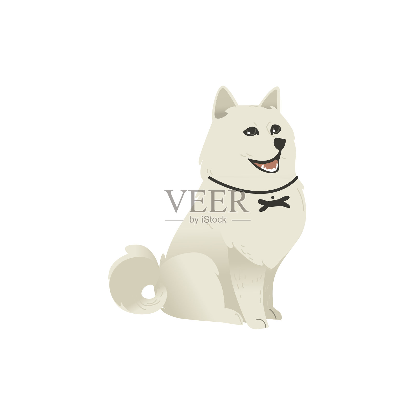 可爱的毛茸茸的小狗坐直了抬头设计元素图片