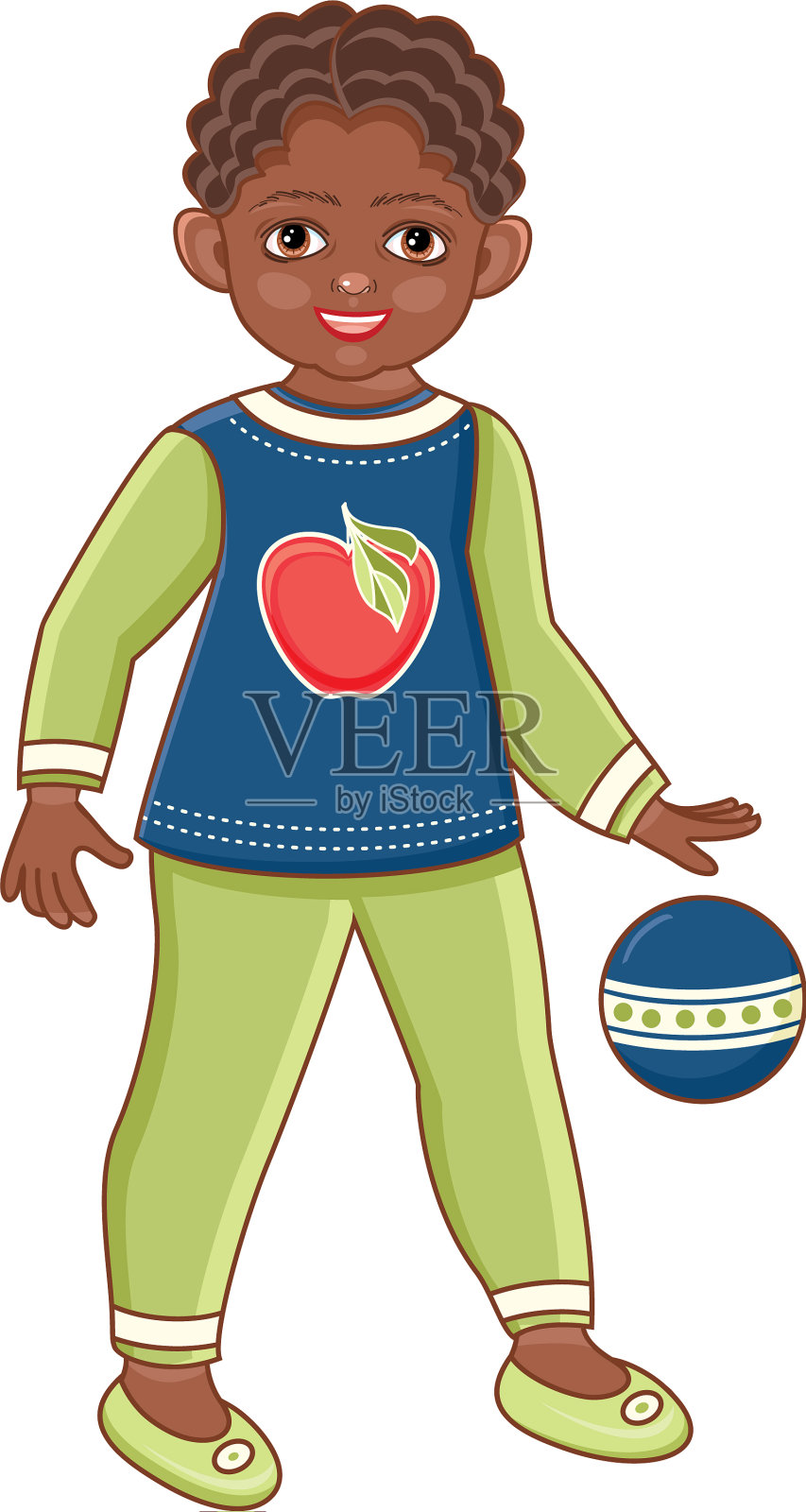 扁非洲黑人男孩玩球设计元素图片