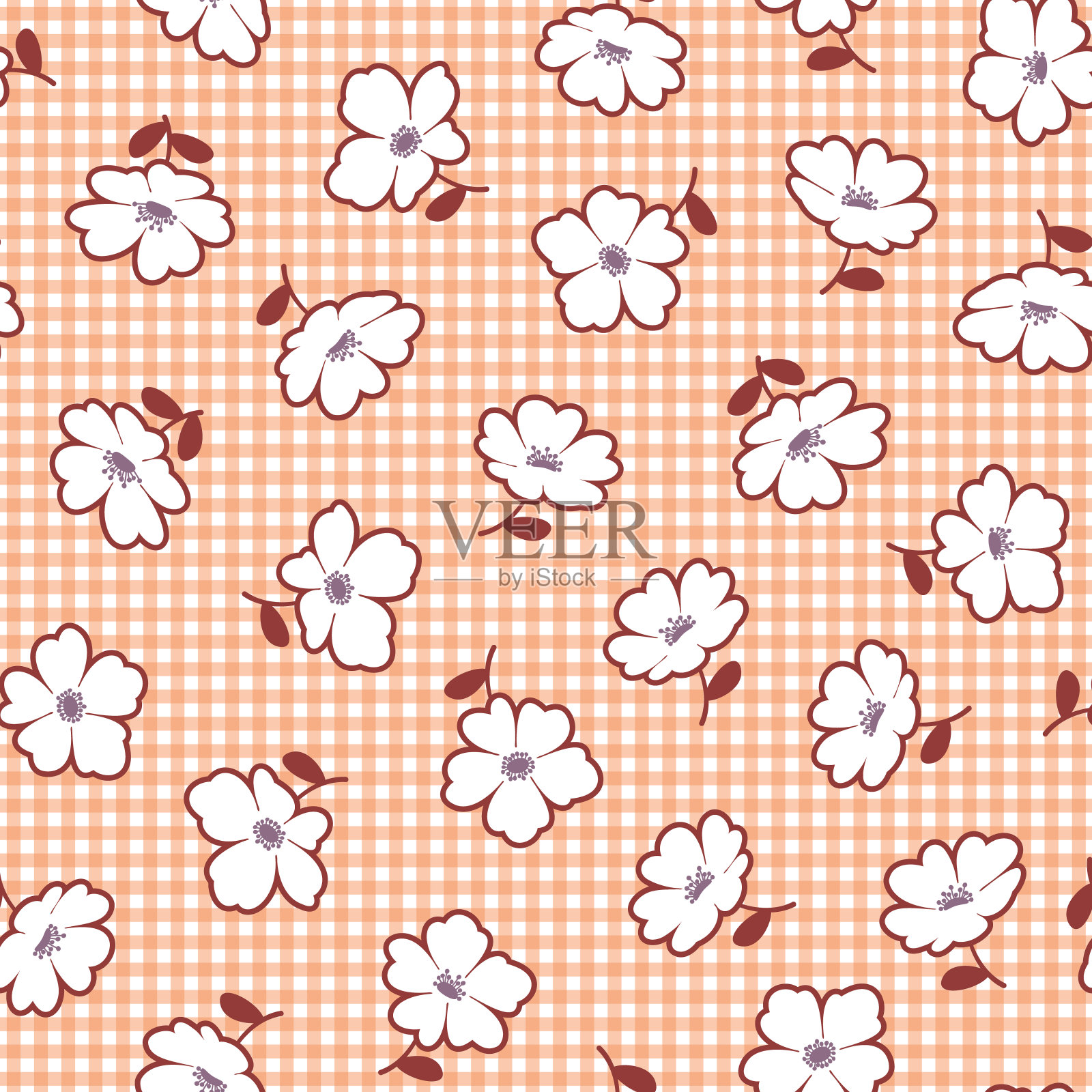 无缝矢量图案的美丽花朵，插画图片素材