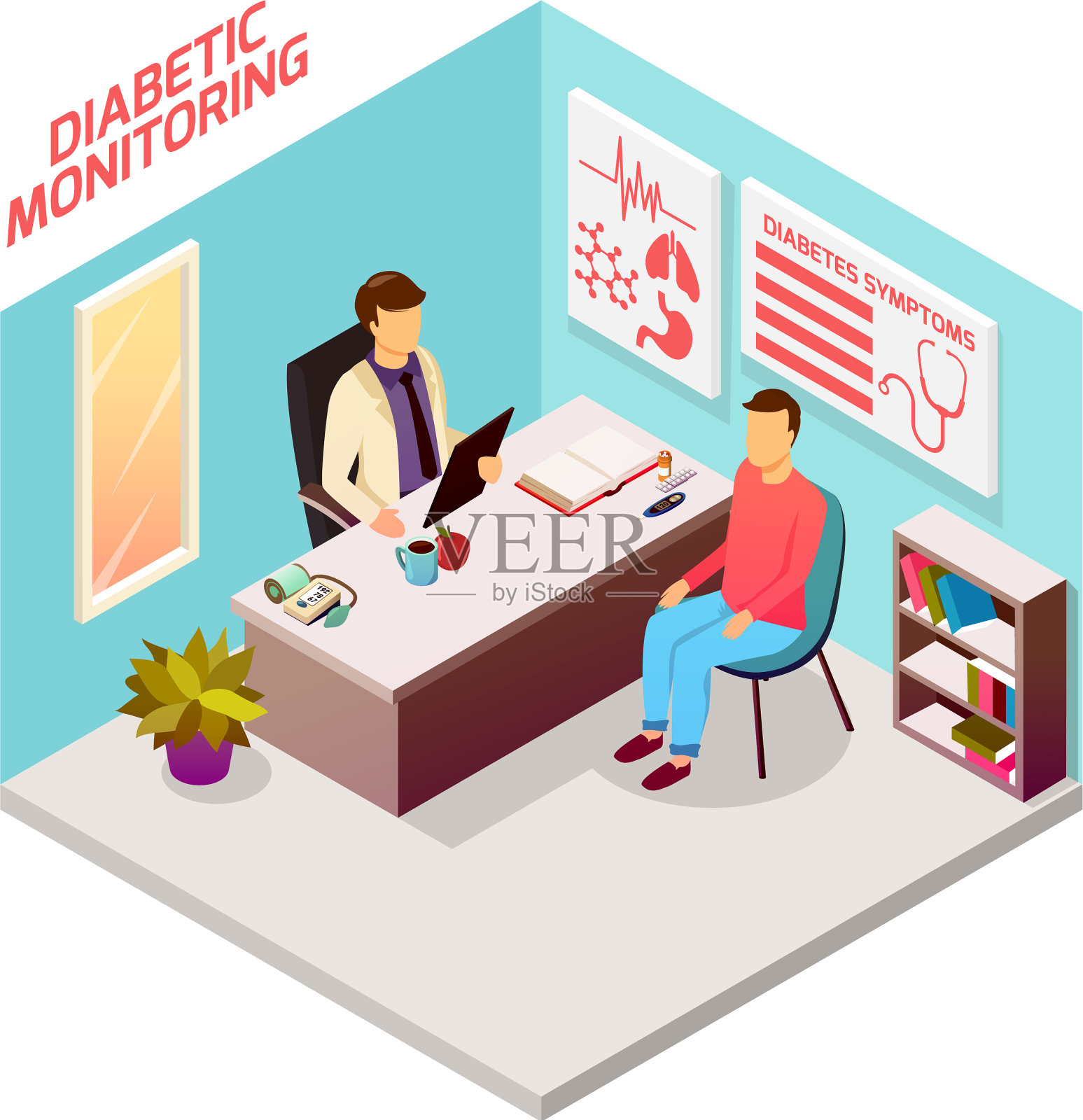 糖尿病医生病人等长组成设计元素图片