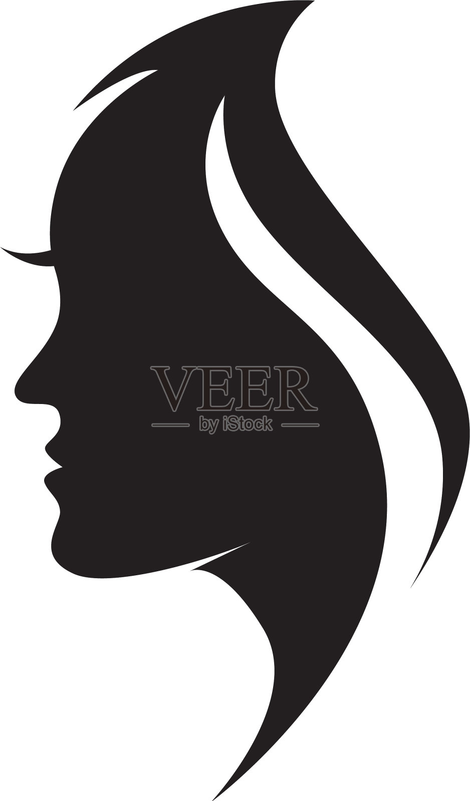 头发女人和脸的标志和符号设计元素图片