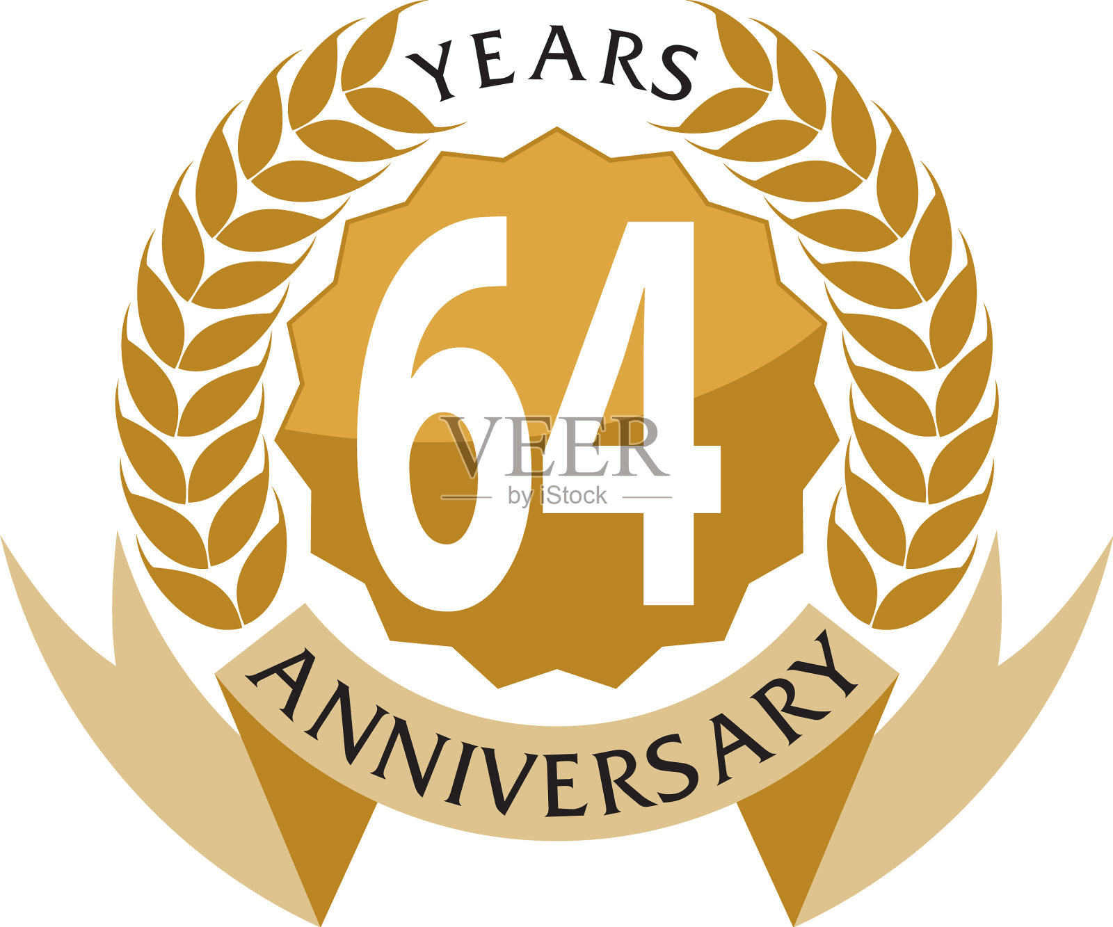 丝带64周年设计元素图片