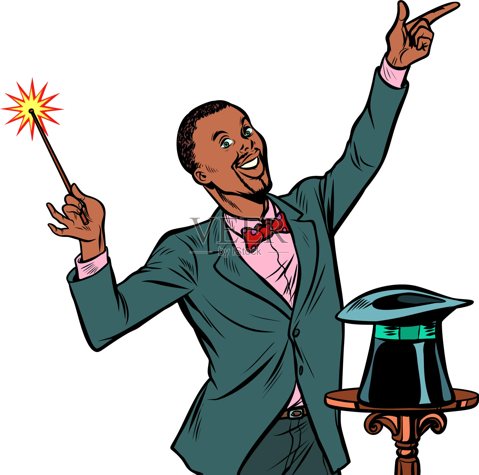 非洲魔术师惊人的表演孤立上设计元素图片