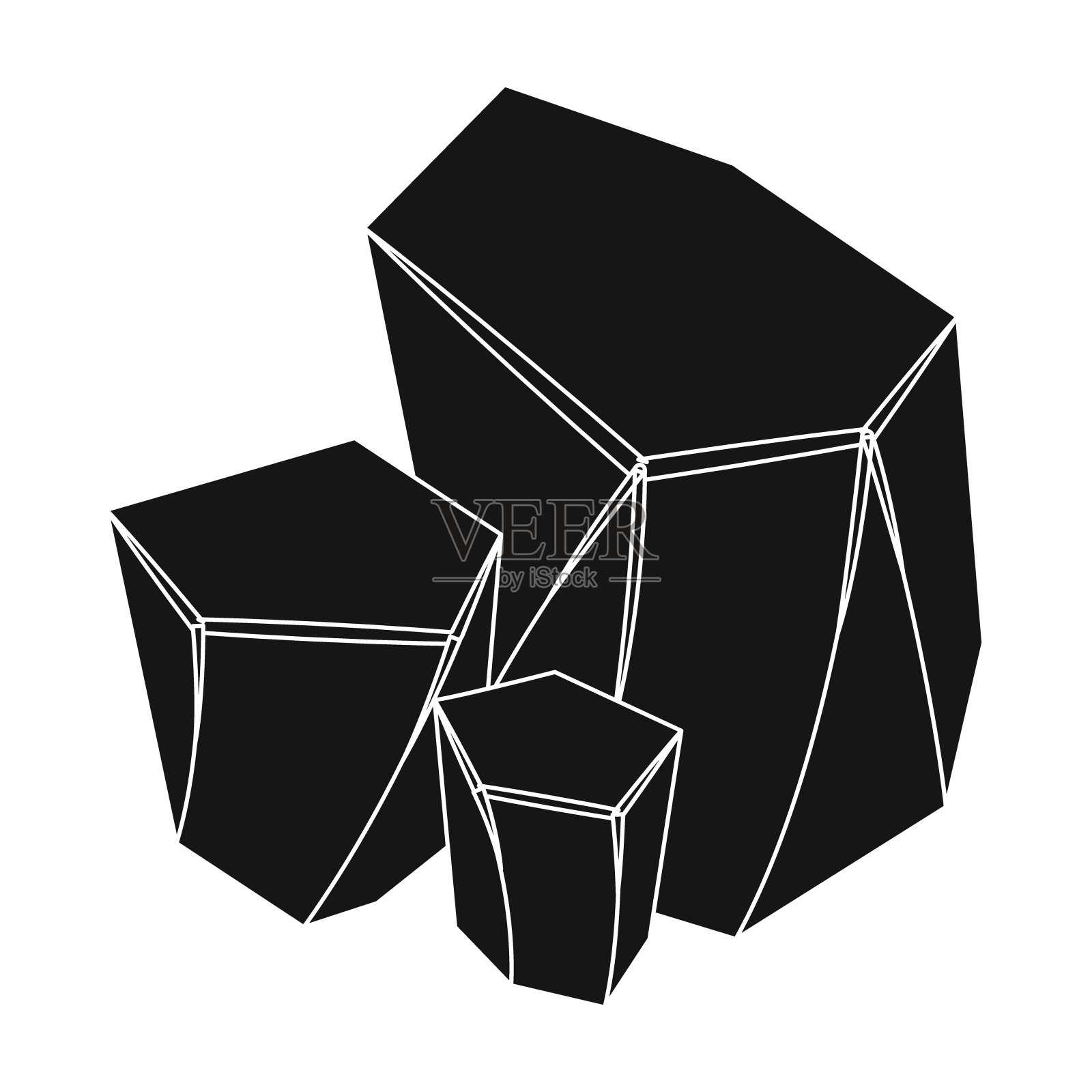 浅绿色粗糙的宝石图标在黑色风格设计元素图片