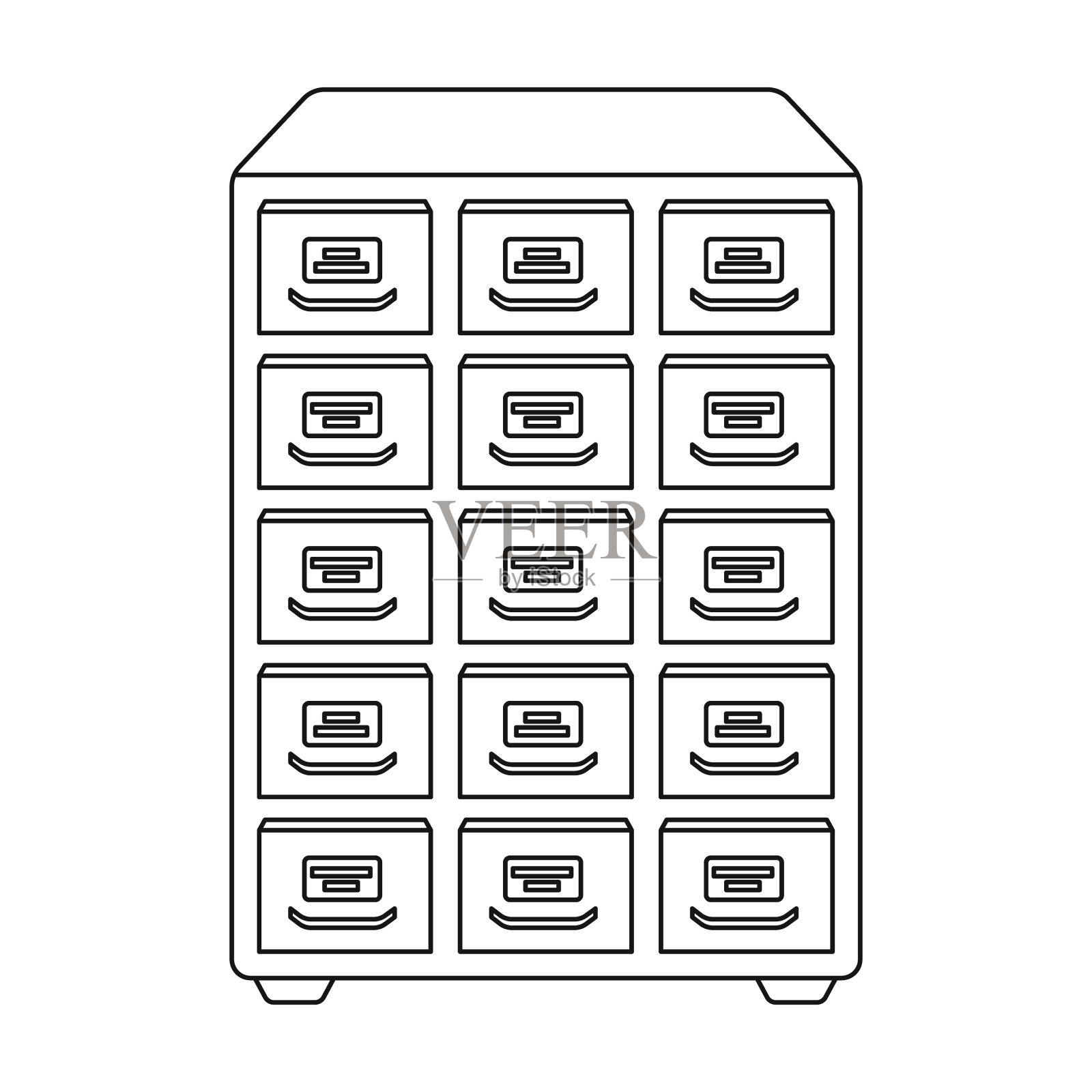 在孤立的大纲样式中的库目录图标设计元素图片