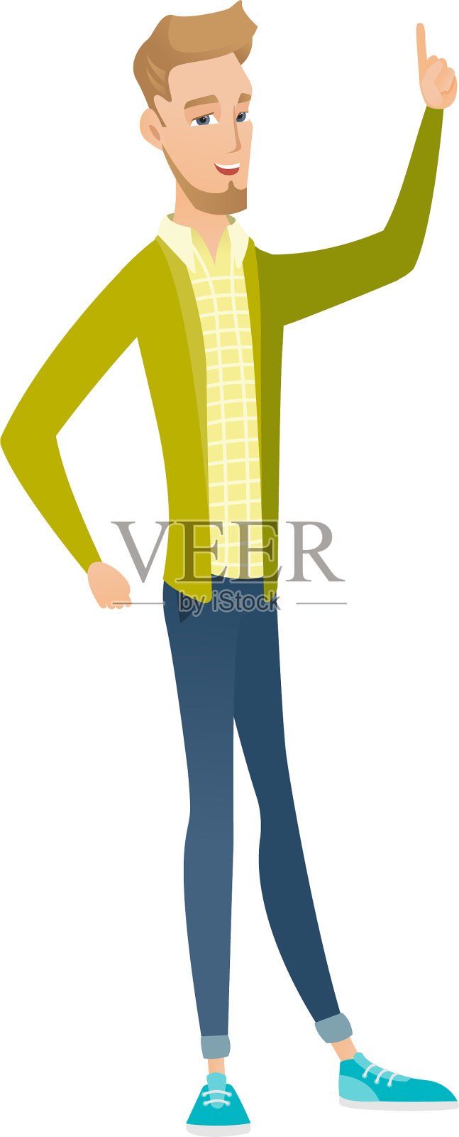 一个白人商人竖起了食指设计元素图片