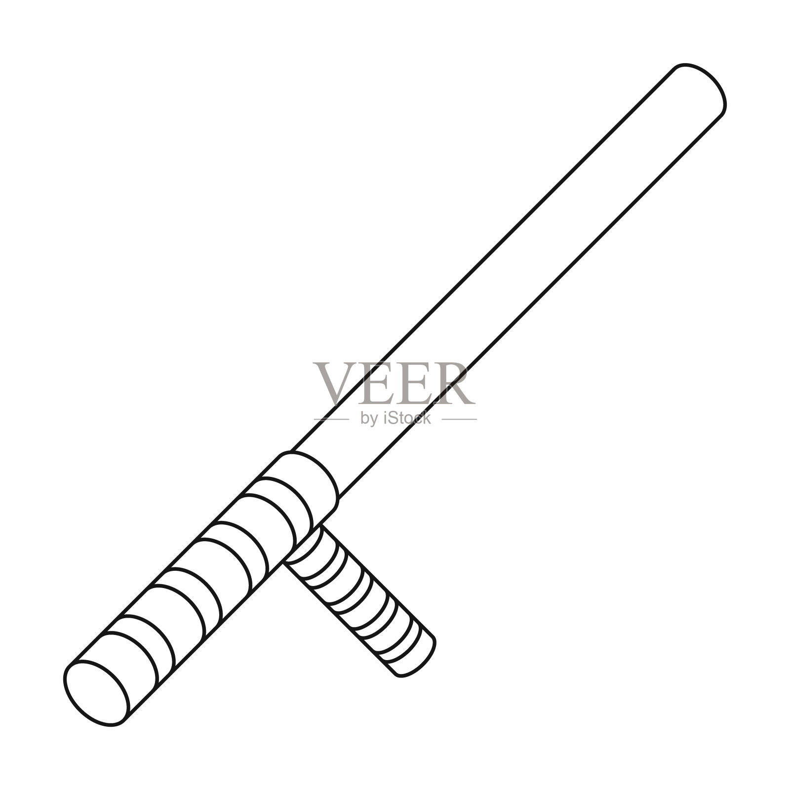 警棍在轮廓风格孤立上设计元素图片