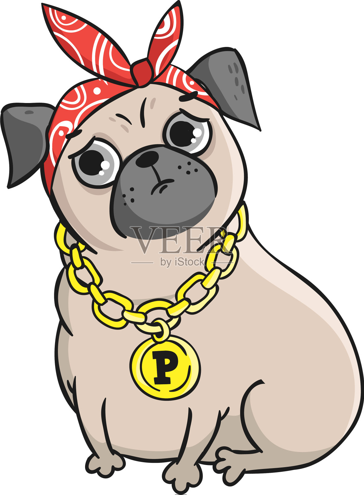 可爱的哈巴狗孤立在白色的背景设计元素图片