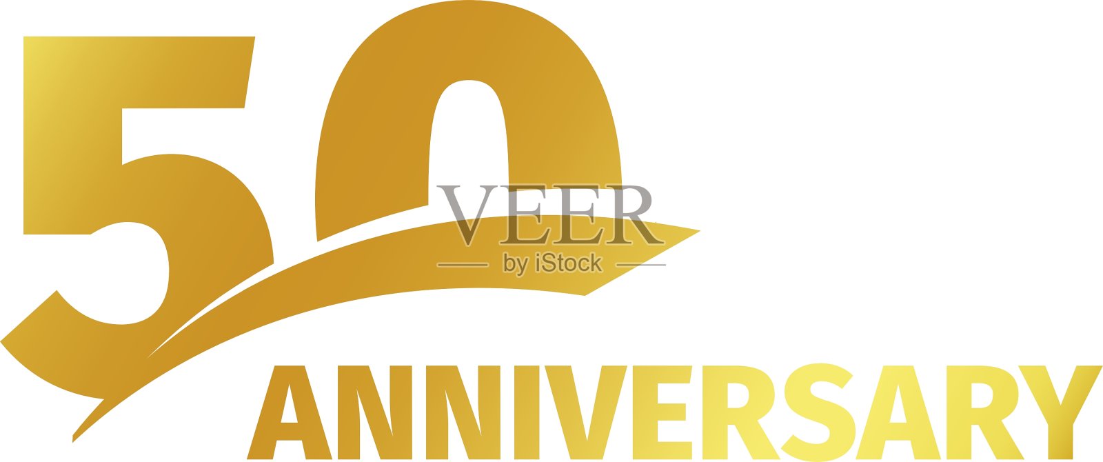 孤立抽象金色50周年标志上设计元素图片